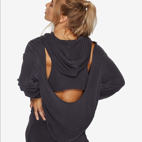Free People Tops - NWT Free People Movement Back Into It Hoodie / Black Open Back Pullover XS